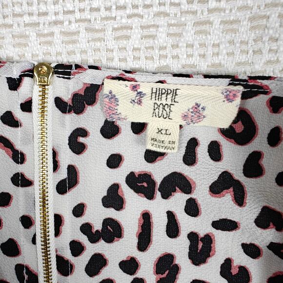 Hippie Rose White Black Leopard Print Blouse Top XL New - Picture 5 of 8